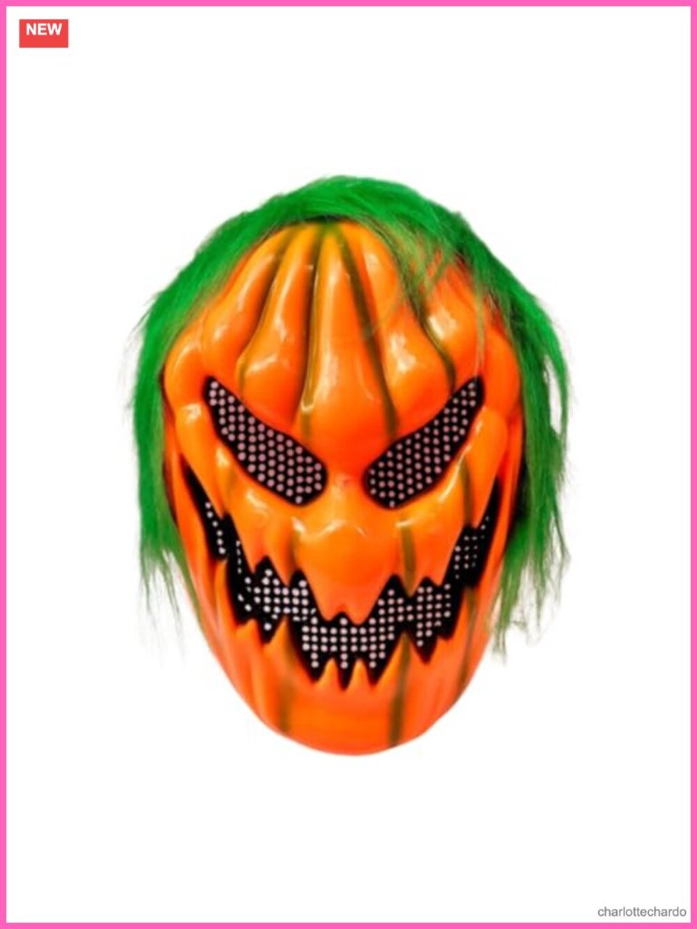 Evil Pumpkin Full Head Mask with Hair, Breathable Halloween Role Play Costume